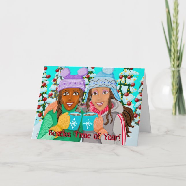 Tarjeta Festiva BFF Bestis Holiday Greeting Card (Anverso)