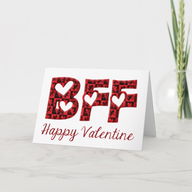 Tarjeta Festiva BFF I Love You Cute Cupid Typography Valentine (Anverso)