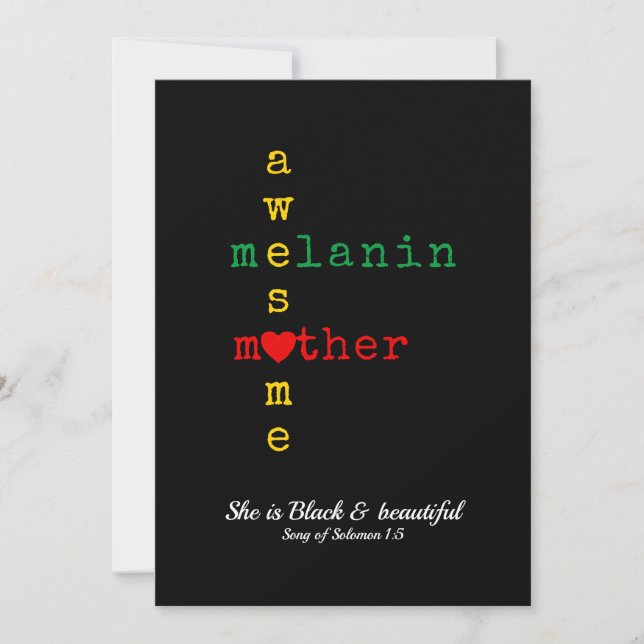 Tarjeta Festiva BHM MELANIN MOTHER Proverbe el Mes de la Historia  (Anverso)