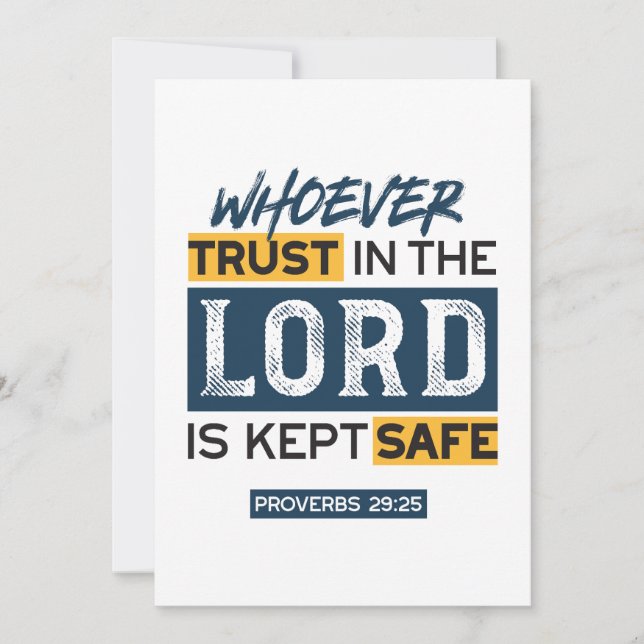 Tarjeta Festiva Bible Quote Art - Proverbs 29:25 Trust in God (Anverso)