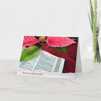 Biblia abierta con poinsettia