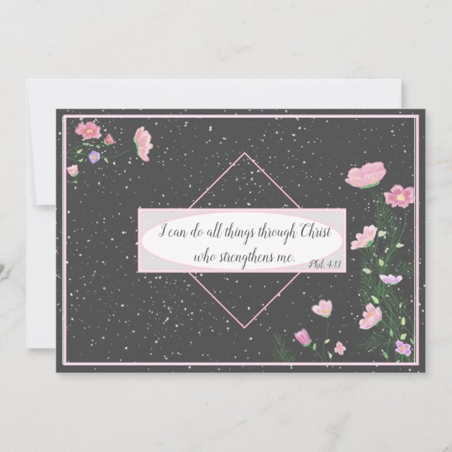 Tarjeta Festiva Biblia contra filipinas 4:13 Flor | (Anverso)