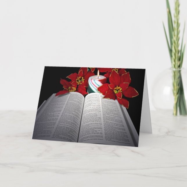 Tarjeta Festiva Biblia de navidades con velas (Anverso)