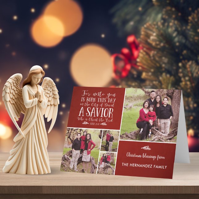 Tarjeta Festiva Biblia de Navidades rusos frente a foto de feriado (Rustic Christmas Bible Verse Holiday Photo Card with Digital Download Option)