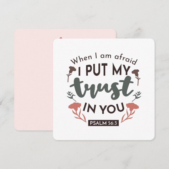 Tarjeta Festiva Biblia floral contra arte 'Puse mi confianza en ti (Anverso / Reverso)