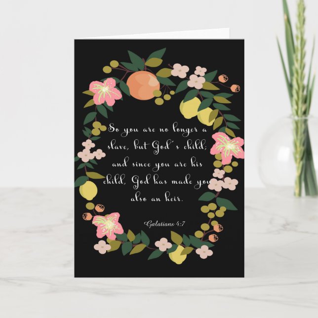 Tarjeta Festiva Biblia Verse Art - Galatianos 4:7 (Anverso)