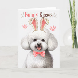 Tarjeta Festiva Bichon Frise Bunny Ears Easter Holiday Card