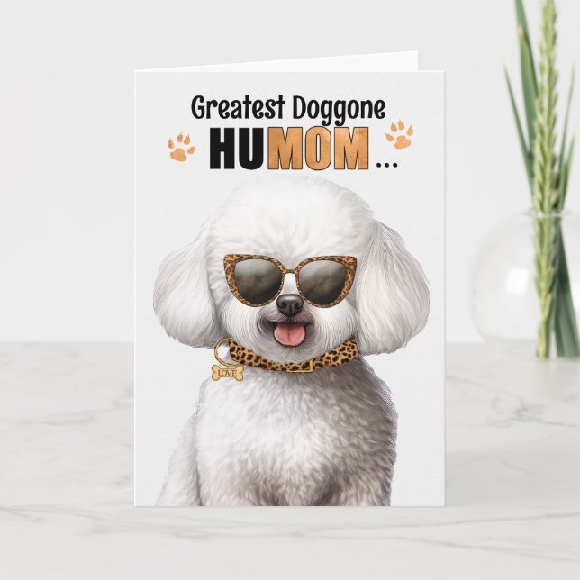 Tarjeta Festiva Bichon Frise Dog Greatest HuMOM Mother's Day (Anverso)