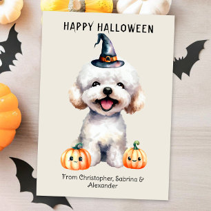 Tarjeta Festiva Bichon Frise Dog Happy Halloween