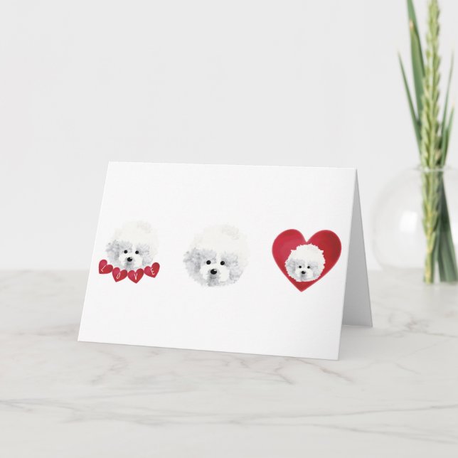Tarjeta Festiva Bichon Frise _ mezcla _ (Anverso)
