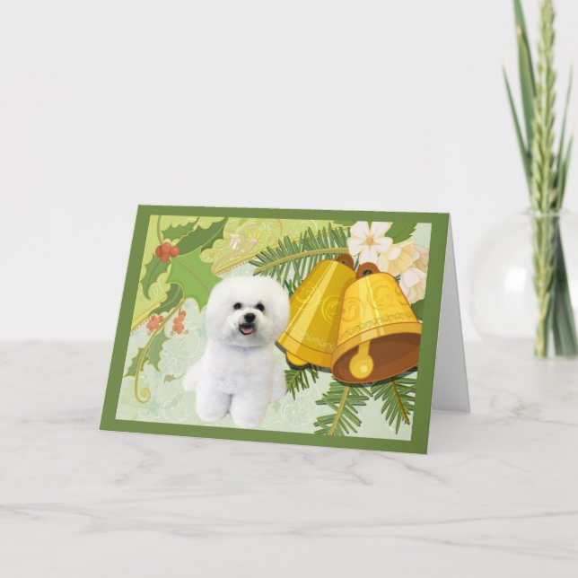 Tarjeta Festiva Bichon Frise Navidades Bells Card (Anverso)