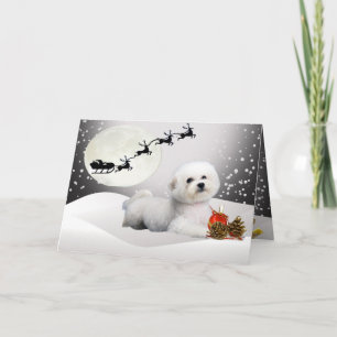Tarjeta Festiva Bichon que pone en nieve con los gastos indirectos