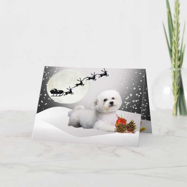 Tarjeta Festiva Bichon que pone en nieve con los gastos indirectos (Anverso)