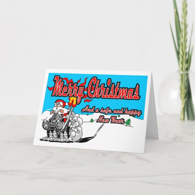 Tarjeta Festiva ¡Bici Santa de la nieve del patio de las Felices (Anverso)