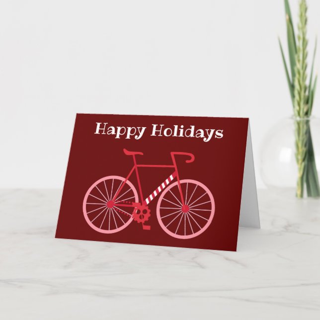 Tarjeta Festiva Bicicleta de vacaciones para navidades (Anverso)