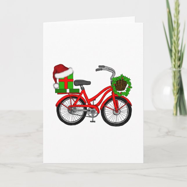 Tarjeta Festiva bicicleta navideña (Anverso)