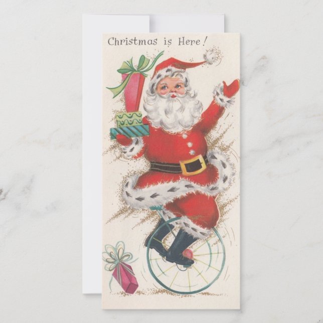 Tarjeta Festiva Bicicleta navideña virgen (Anverso)