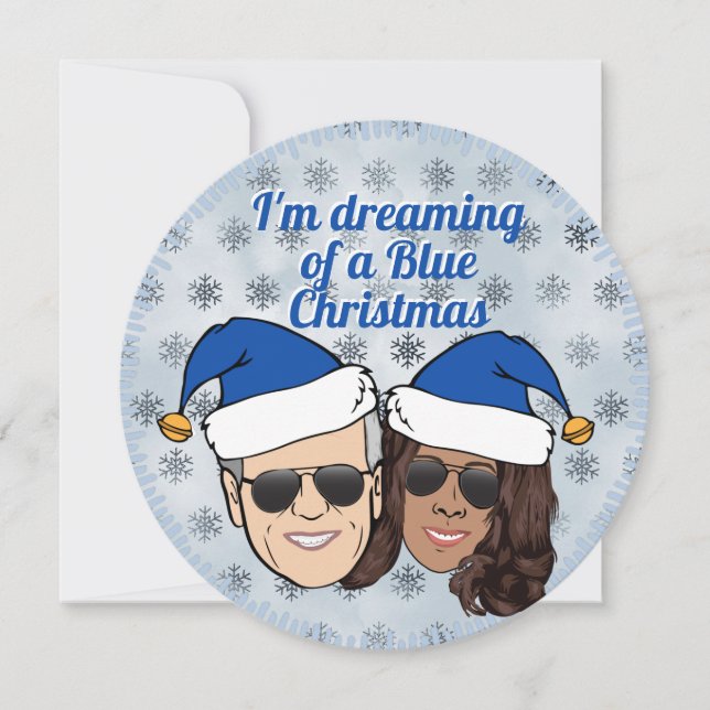 Tarjeta Festiva Biden Harris soñando con una elección de Navidades (Anverso)