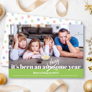 Tarjeta Festiva Bien Año Nuevo Audaz Moderno Simple Fotos Graciosa