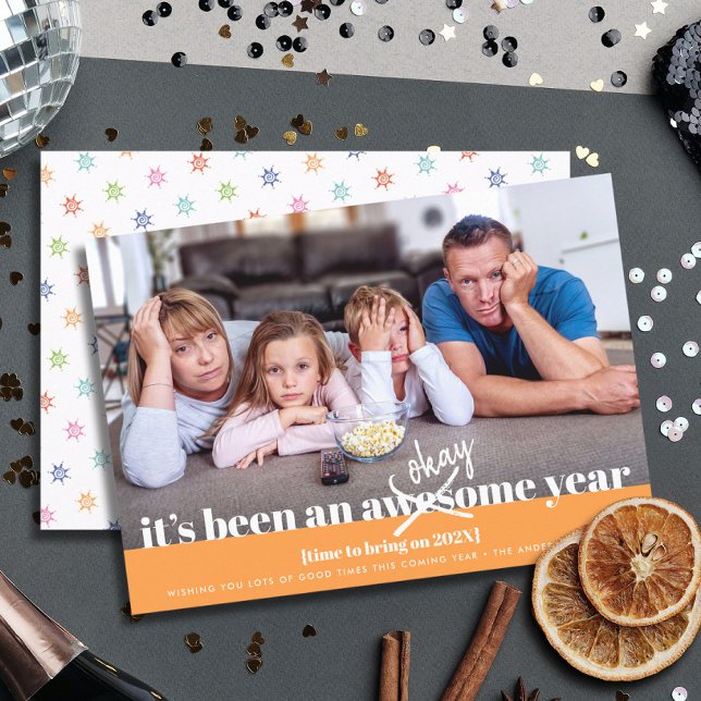 Tarjeta Festiva Bien Año Nuevo Moderno Negrita Negrita Naranja de  (Subido por el creador)