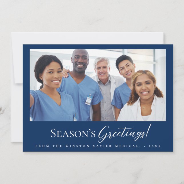 Tarjeta Festiva Bienvenida de la temporada de fotos de personal mé (Anverso)