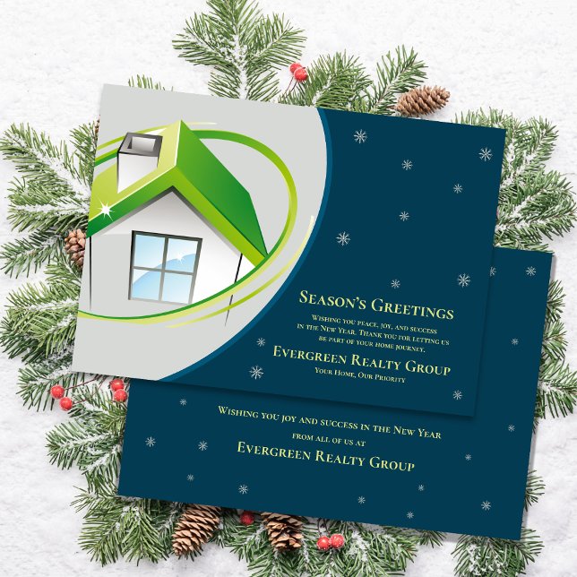 Tarjeta Festiva Bienvenida de la temporada de Real Estate Realtor (Real Estate Realtor Season’s Greetings Business Holiday Card)