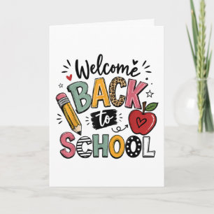 Tarjeta Festiva Bienvenido de nuevo a la escuela maestro estudiant