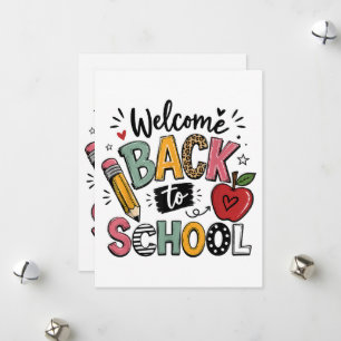Tarjeta Festiva Bienvenido de nuevo a la escuela maestro estudiant