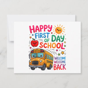Tarjeta Festiva Bienvenido de vuelta al colegio feliz primer día p