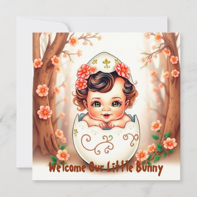 Tarjeta Festiva Bienvenido nuestro pequeño conejo (Anverso)