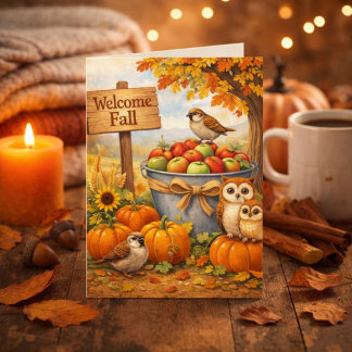 Tarjeta Festiva Bienvenido Otoño Pensando en Ti