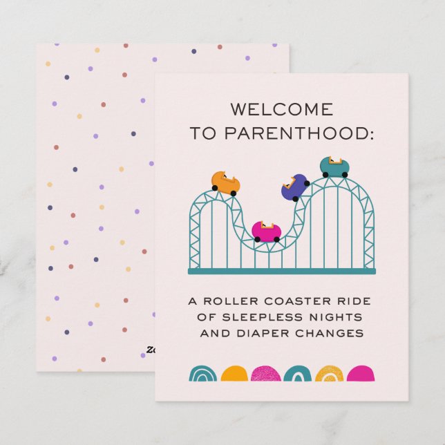 TARJETA FESTIVA BIENVENIDOS A LA COSTA DE ROLLER DE PARENTHOOD (Anverso / Reverso)