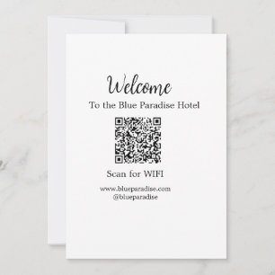 Tarjeta Festiva Bienvenidos al hotel restaurante villa scan QR WIF