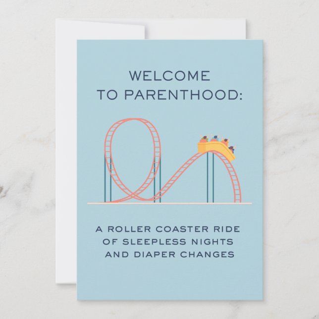 TARJETA FESTIVA BIENVENIDOS AL ROLLER COASTER RIDE OF PARENTHOOD (Anverso)