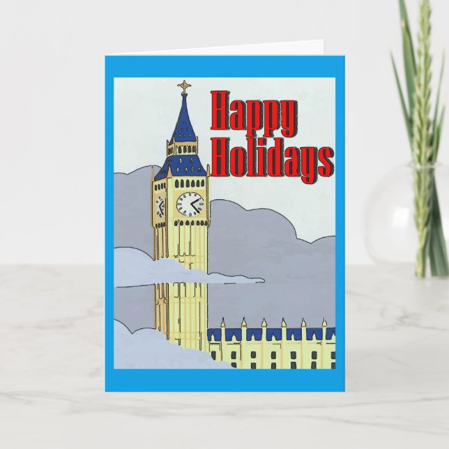 Tarjeta Festiva Big Ben London, Navidades (Anverso)