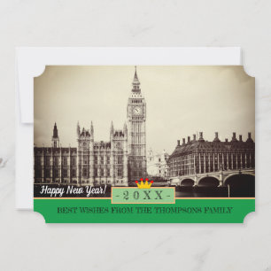 Tarjeta Festiva ¡Big Ben London, Westminster y Feliz Año Nuevo! Ta