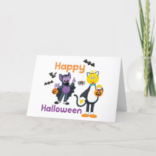 Tarjeta Festiva Big Bird and Count   Feliz Halloween