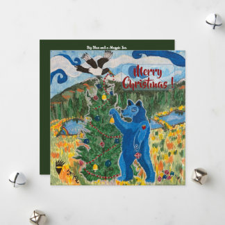 Tarjeta Festiva Big Blue and a Magpie Too - Holiday Card