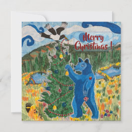 Tarjeta Festiva Big Blue and a Magpie Too - Holiday Card