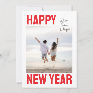 Tarjeta Festiva Big & Bold Happy New Year Single Photo