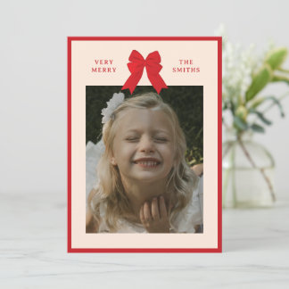 Tarjeta Festiva Big Bow Flat Holiday Card