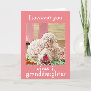 TARJETA FESTIVA BIG BUNNY BUTT EASTER GREETING GRANDDAUGHTER