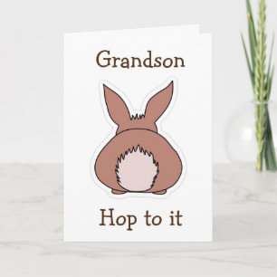TARJETA FESTIVA BIG BUNNY BUTT EASTER GREETING "GRANDSON" EASTER