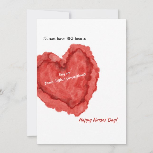Tarjeta Festiva Big Heart Nurses Day Greeting Card (Anverso)