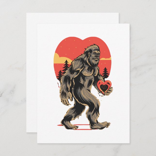 Tarjeta Festiva bigfoot corazón día de San Valentín (Anverso / Reverso)