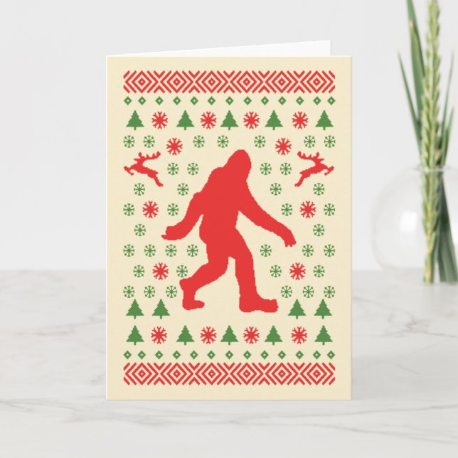 Tarjeta Festiva Bigfoot Holiday Sweater Tees (Anverso)