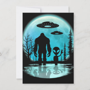 Tarjeta Festiva Bigfoot OVNI Alien