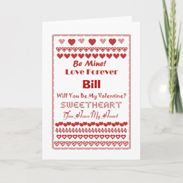 Tarjeta Festiva Bill Happy Day Hearts Hearts Hearts (Anverso)