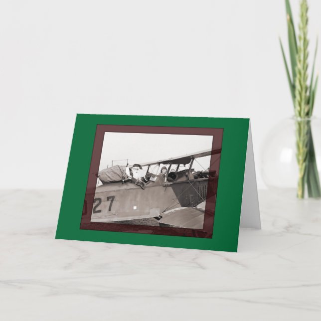 Tarjeta Festiva Biplano Santa (Anverso)