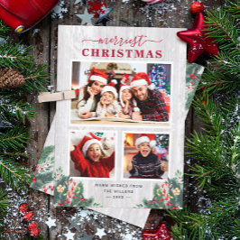 Tarjeta Festiva Birch Rústica Mistletoe Merriest Navidades 3 Foto